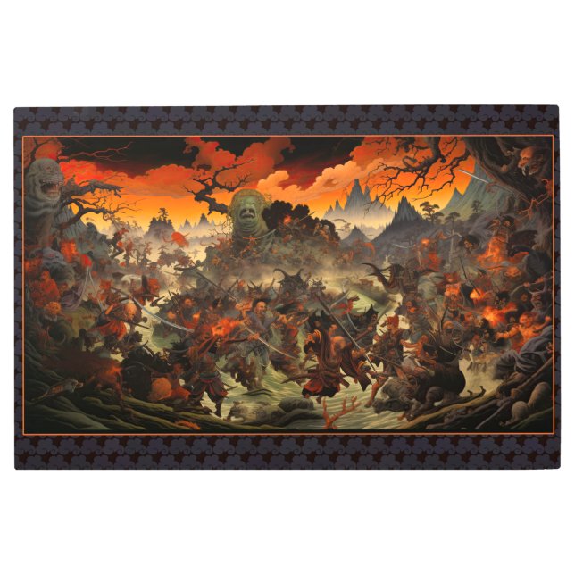 Zombie Uprising Feudal Japan - Wood Block Print (Front)