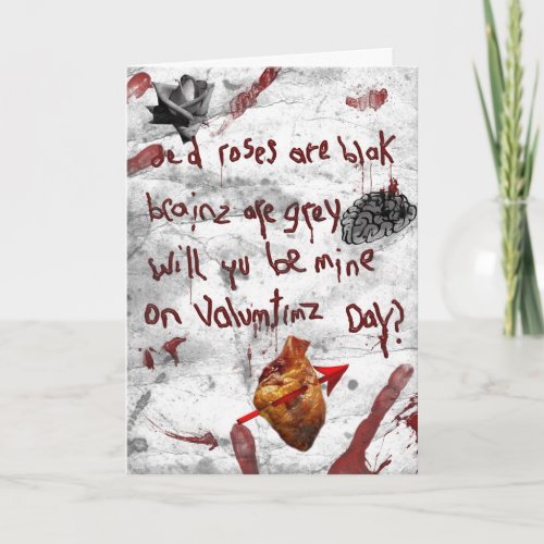 zombie valentine peom holiday card