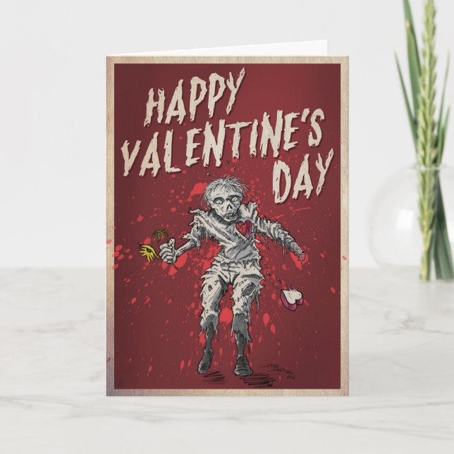 Zombie Valentine's Day Humor Holiday Card (Front)