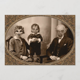 Zombie Vampire Family Halloween Party Invitation