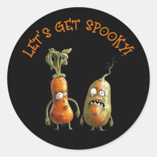 Zombie vegetables black Halloween Classic Round Sticker