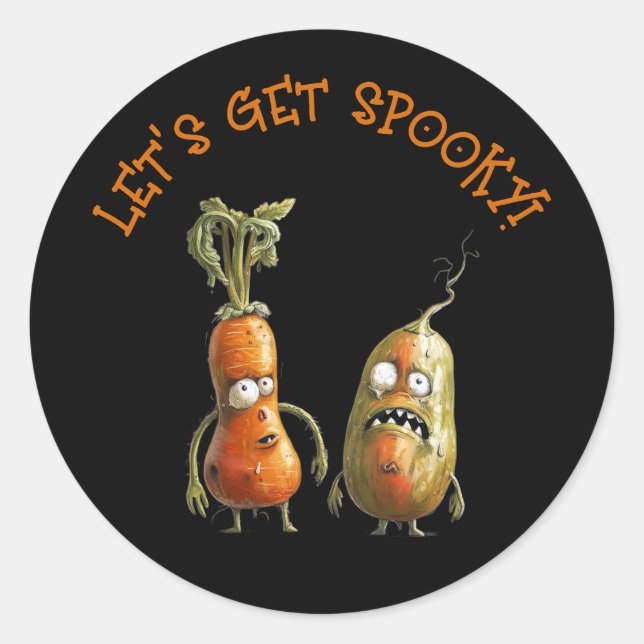 Zombie vegetables black Halloween  Classic Round Sticker (Front)