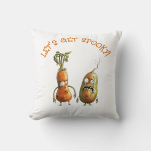 Zombie vegetables Halloween Throw Pillow