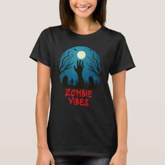 Zombie Vibes Moonlit Graveyard Scary Kids Boys Ad T-Shirt