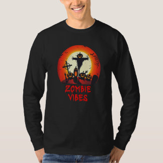Zombie Vibes Moonlit Graveyard  Scary Kids Boys Ad T-Shirt
