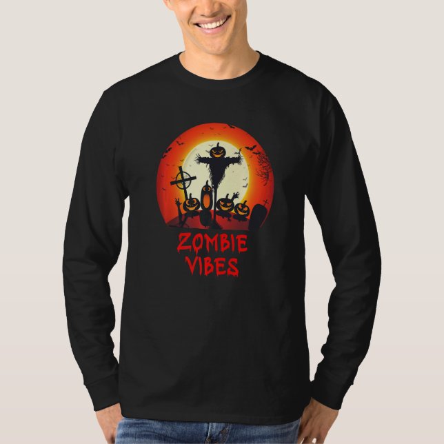 Zombie Vibes Moonlit Graveyard  Scary Kids Boys Ad T-Shirt (Front)