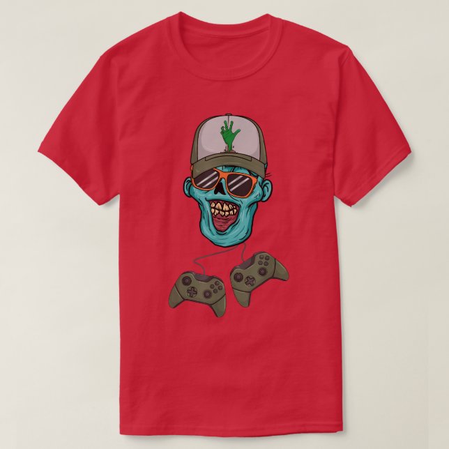 Zombie Video Game Player Halloween Zombie Gamer T- T-Shirt (Design Front)