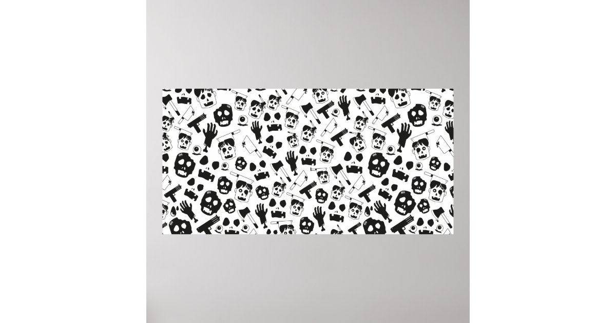 Zombie Prom Pattern Background Zombie vintage Seamless Pattern Background theme Poster | Zazzle