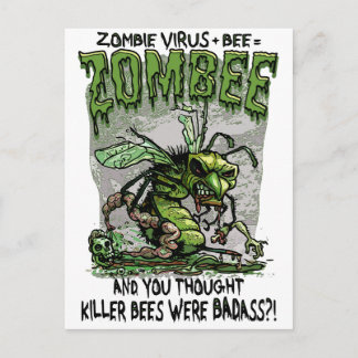 Zombie Virus add Bee equals Zombee Postcard