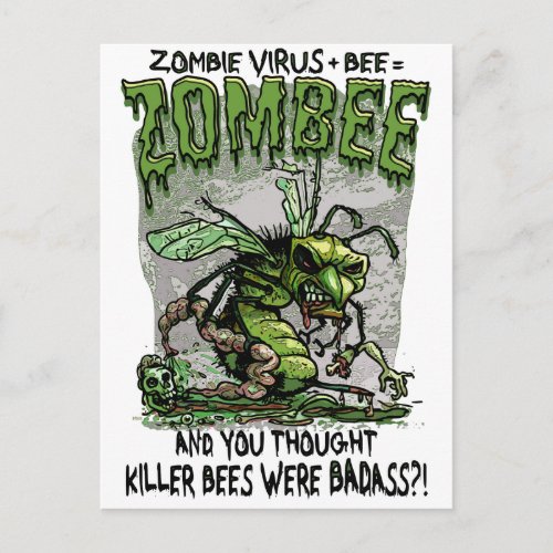Zombie Virus add Bee equals Zombee Postcard
