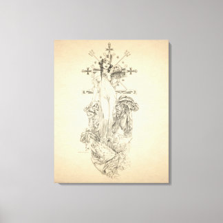 Zombie Voodoo Priestess Art Nouveau Canvas Print