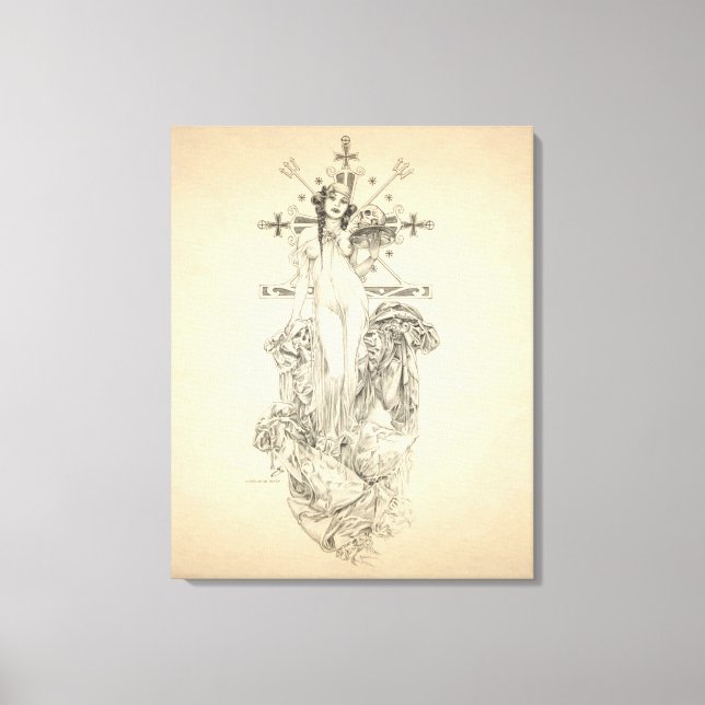 Zombie Voodoo Priestess Art Nouveau Canvas Print (Front)