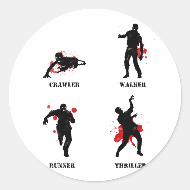 zombie walker crawler classic round sticker (Front)