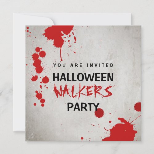 Zombie Walkers Bloodstained Halloween Party Invitation