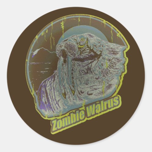 Zombie Walrus  Classic Round Sticker