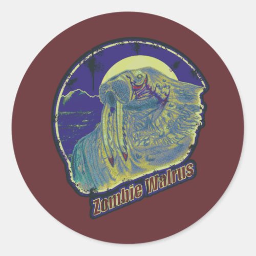 Zombie Walrus  Classic Round Sticker