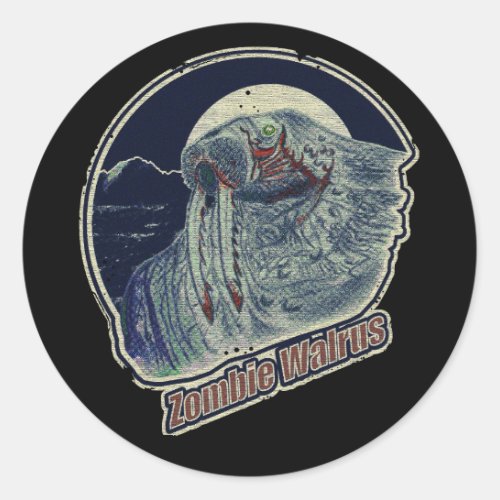 Zombie Walrus R Classic Round Sticker