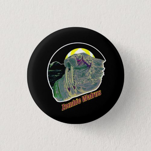 Zombie Walrus YellowPurple Pinback Button