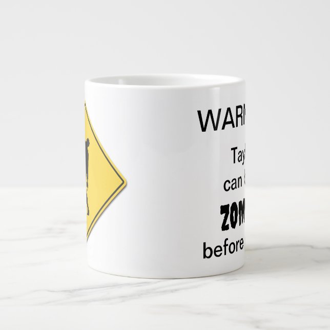 Zombie Warning Giant Coffee Mug (Front)