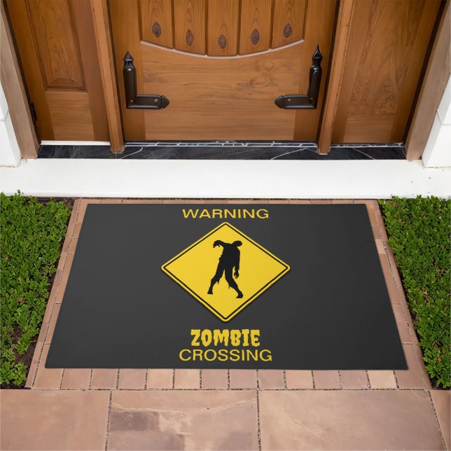 Zombie Warning Halloween Doormat (Outdoor)
