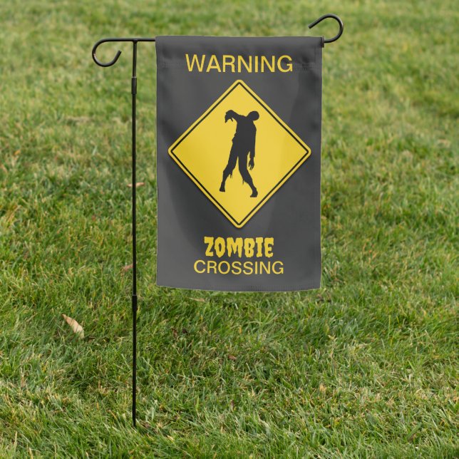 Zombie Warning Halloween Garden Flag (In SItu)