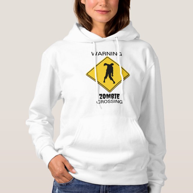 Zombie Warning Halloween Hoodie (Front)