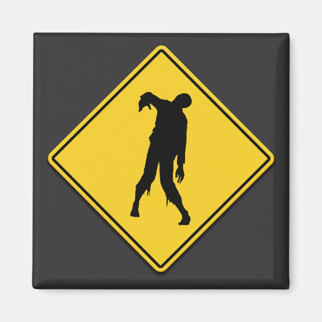 Zombie Warning Halloween Magnet (Front)
