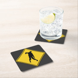 Zombie Warning Halloween Square Paper Coaster