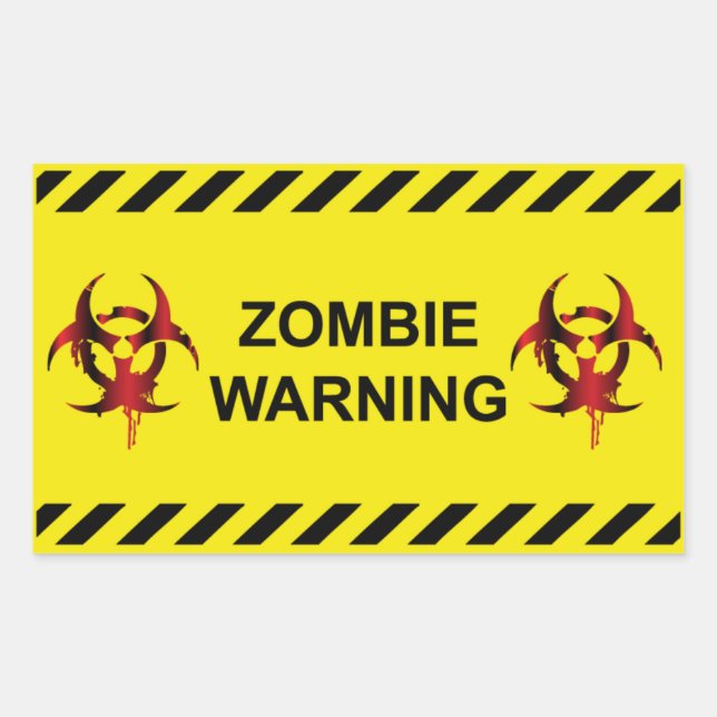 Zombie Warning Rectangular Sticker (Front)