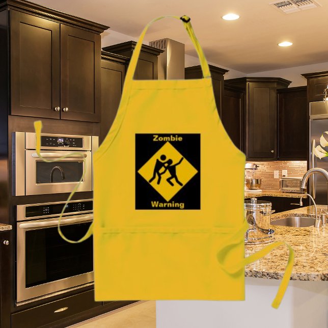 Zombie Warning Road Sign Adult Apron (Zombie Warning Road Sign Adult Apron)