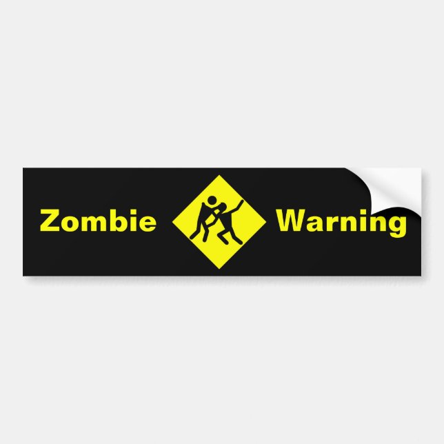 Zombie Warning Road Sign Bumper Sticker (Front)