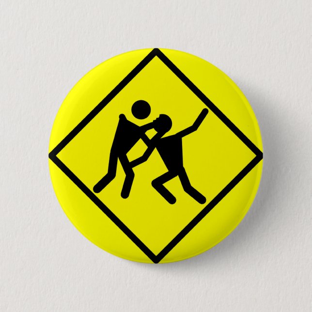 Zombie Warning Road Sign Button (Front)