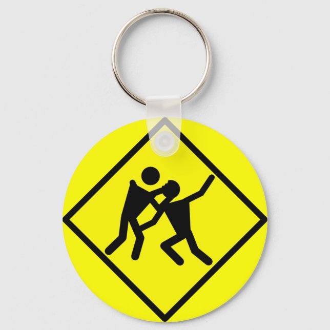 Zombie Warning Road Sign Keychain (Front)