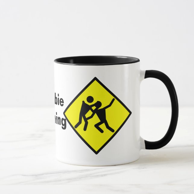 Zombie Warning Road Sign Mug (Right)