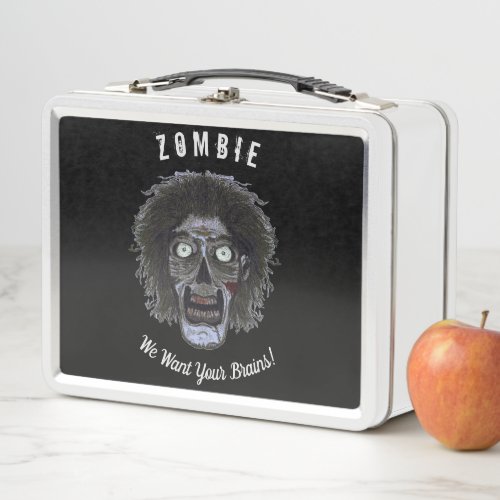 Zombie _We want your brains Black Metal Lunch Box