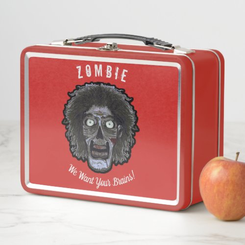 Zombie We want your brains Metal Lunch Box