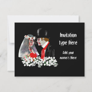 Zombie wedding bride and groom personalized invitation