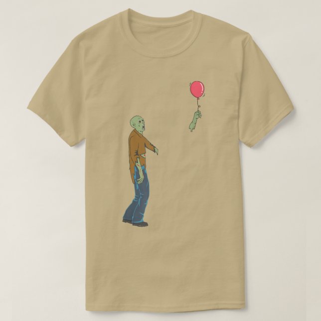 Zombie With Balloon Zombies Funny Halloween Art 69 T-Shirt (Design Front)