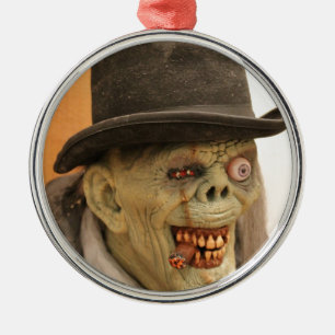 Zombie with Cigar and Top Hat Metal Ornament