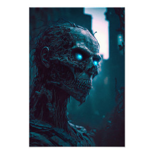 Zombie with glowing eyes design photo print