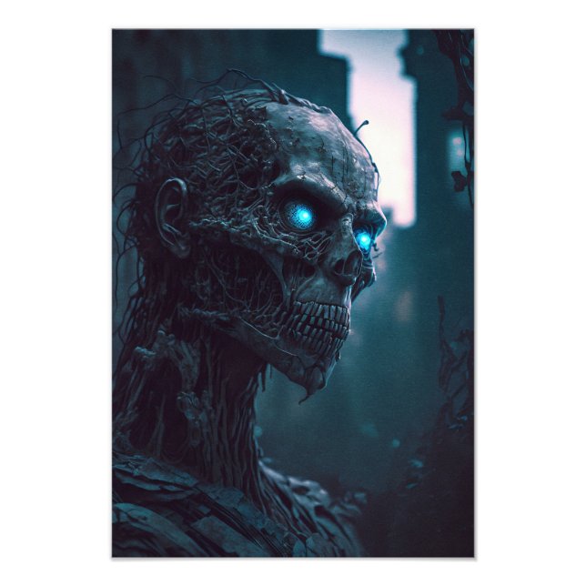 Zombie with glowing eyes design photo print (Front)