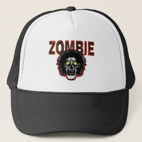 ZOMBIE with Head Black  Orange Trucker Hat