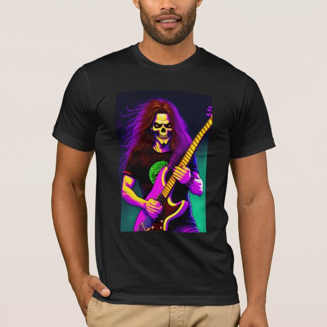 Zombie with long hair playing bass guitar  T-Shirt (Front)