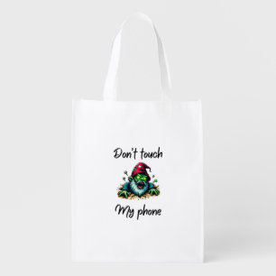 Zombie Wizard – “Don’t Touch My Phone” Warning Art Grocery Bag