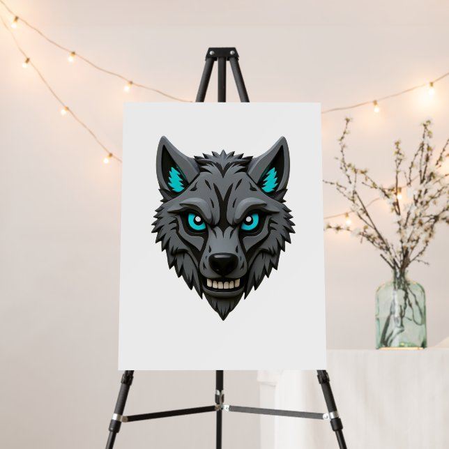 Zombie Wolf —(ZOMBIEZOO) — 3D Dark Neon Wolf Art Foam Board (In Situ (Stand))