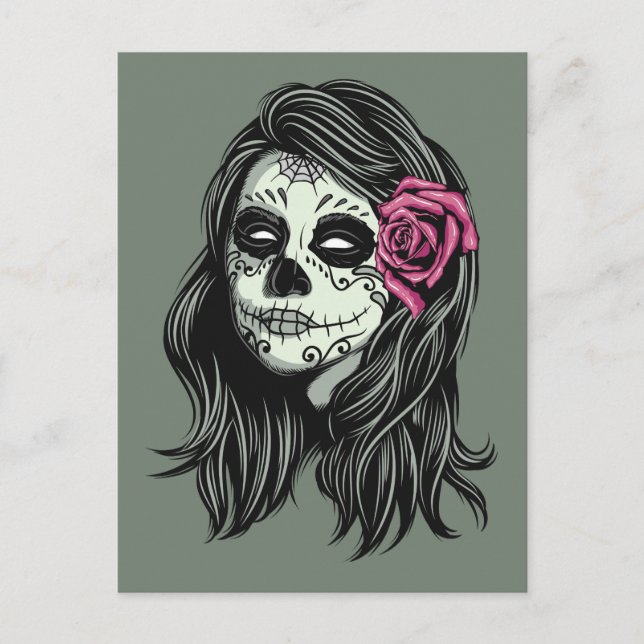Zombie Woman custom color postcard (Front)