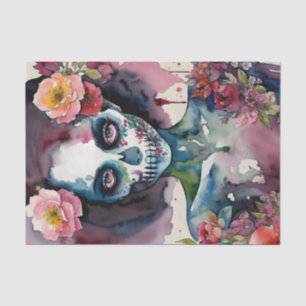 Zombie Woman Floral Watercolor Tissue Paper