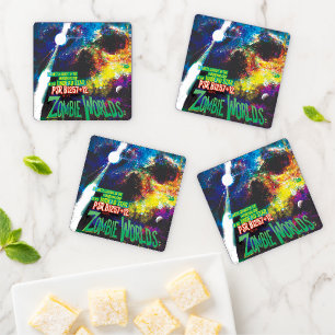Zombie Worlds Halloween Galaxy of Horrors Coaster Set