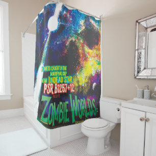 Zombie Worlds Halloween Galaxy of Horrors Shower Curtain