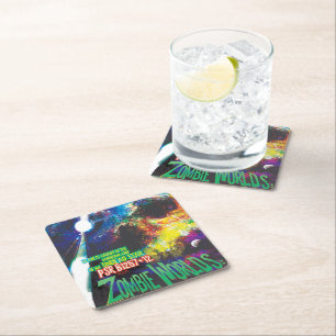 Zombie Worlds Halloween Galaxy of Horrors Square Paper Coaster